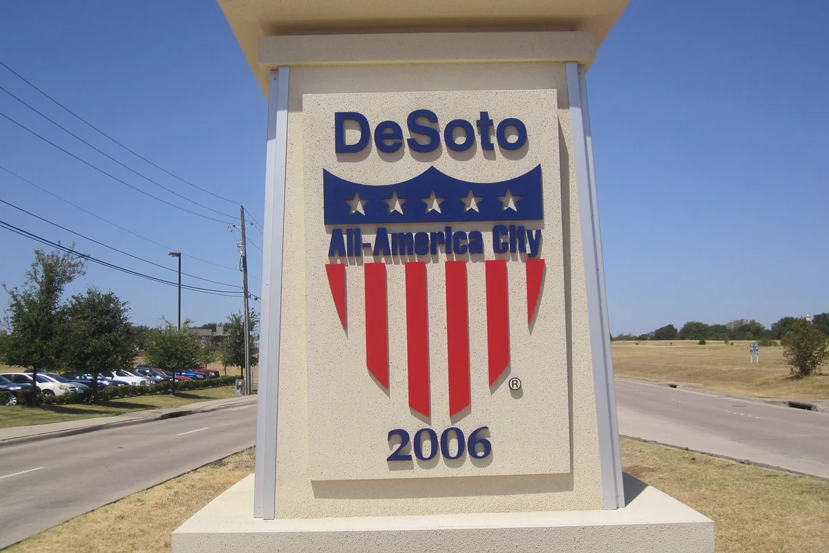 DeSoto city sign in DeSoto, Texas